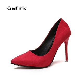 Cresfimix女性ファッションオフィスヒールレディース快適な春夏ハイヒールシューズクラシックブラックシューズタロンFemme A273 Y0406