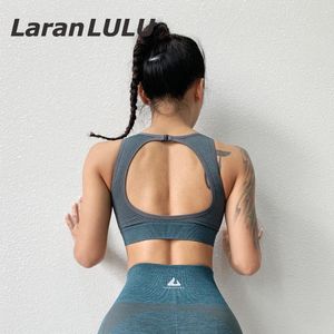 Gym Clothing Hollow Back Crop Top For Summer Sport Seamless Raceback Tank Women Bra With Pads Spandex Fitness Ladies Sports Sexy