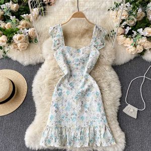 Bohemian Women Embroidery Mini Dress Summer Female Square Collar Spaghetti Strap Vestidos Female Pink/Blue Robe 2021 New Fashion Y0603