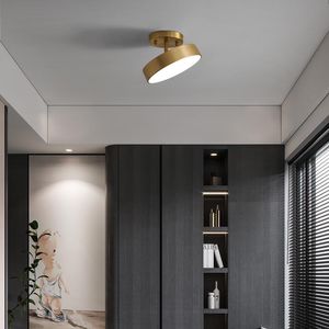 Lampada da soffitto moderna a led in rame dorato per corridoio scala corridoio balcone corridoio cerchio lampadario sospeso apparecchi di illuminazione luci