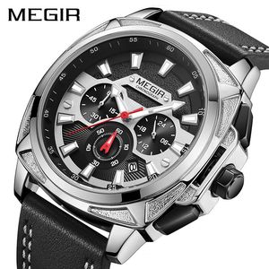 Orologi da polso MEGIR Orologi da uomo Top Brand Orologio sportivo Uomo Cinturino in pelle impermeabile luminoso Orologio al quarzo militare Uomo Relogio Masculino