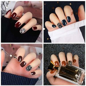 Fashion False Nails Girls 24 Tip Shining Recyclable Water Proof Fake Nail with 1 Bottle Glue Package