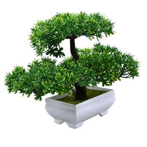 Artificial Bonsai Small Tree Pot Simulation Plastic Flowers Potted Fake Green Pots Plants Ornaments for Home Garden Decoration 210624