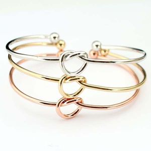 Elanuoyy Knot Bracelet Stainless Steel Adjustable Basic Bangle Q0719