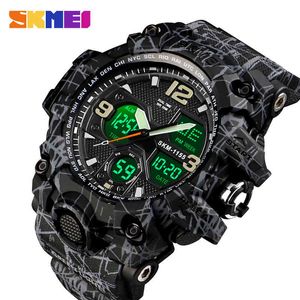 SKMEI 2 Time Męskie Zegarek Męski Elektroniczny Sporty Zegarki Stopwatch Back Light Alarm Wodoodporny Zegar Kwarcowy Reloj Hombre 1155B X0524