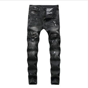 Desig ink jeans da uomo piccoli piedi autunno inverno pantaloni stretti alla caviglia moda strappati lavati