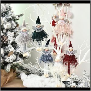 飾りお祝いパーティー用品ホームガーデンリスマスツリークリスマスデコレーションクリエイティブかわいい天使レースペンダント装飾品ウィンドウ1ドロップ