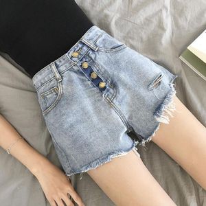 Pantaloncini di jeans estivi Donna Feminino Jeans strappati a vita alta Mini foro solido Jeans corti sexy da donna