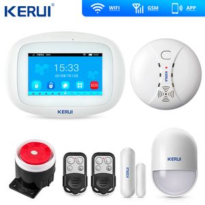 Keru IK52 wifi GSMアラームApp Control Security System Burglar Intruderキットドアオープンリマインダー煙センサー