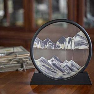 Flowing Round Glass 3D Deep Sea Sandscape moving sand art frame - 7/12 inch Moving Sand Art Display (Q0525)