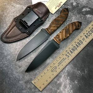 Newest 2023 WK & Pohl Force Fixed Blade Knife Stonewashed A2 Wooden Handle Hunting Camping Survival Tactical Straight Knives Outdoor Knifes EDC tool