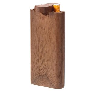 Portable Wood Smoke Tobacco Matching Glass One Hitter Pipes Dugout Box Magnetic Rotating Cover Cigarette Case Dugouts