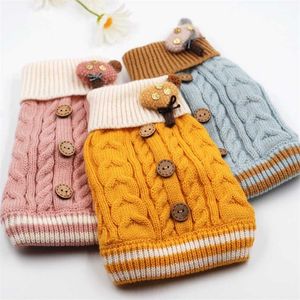 Classic Knitted Pet Sweater Sweet Color Dog Clothes for Small Dogs Winter Year's Dog Jacket without Sleeves Cat Clothing 211106