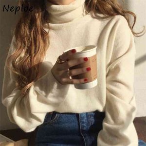 Höst vinter Turtleneck stickade pullovers mode all-match solid färgT-tröja tjockta varma mjuka kvinnor tröjor 1h359 210422