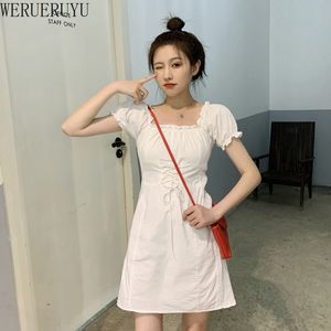 WERUERUYU Women Off Shoulder Summer Short Sleeve Evening Party Dress Ladies Holiday Beach 210608