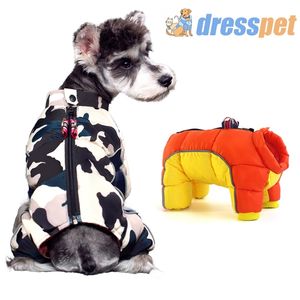 Kış Pet Köpek Giysileri Süper Sıcak Ceket Pamuk Ceket Su Geçirmez Küçük Büyük Köpekler Evcil Hayvan Giyim Fransız Bulldog Ceketler için Snowsuit 220104