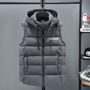 Man Custom Vests Jackets Fashion Trend Hip Hop Sleeveless Zipper Hooded Vest Coats Designer Teenager Winter Casual Waistcoat Outerwear