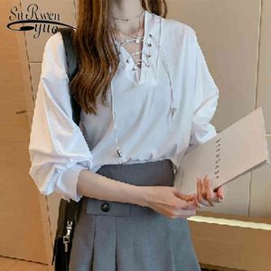Осенняя мода темперамент белая рубашка женская длинная рукава плюс размер женщины топы Blusa Manga Larga Mujer блузка 6561 50 210427