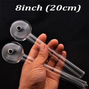 Ucuz El Sigara Borular 8 inç 20 cm Temizle Pyrex Cam Yağ Burner Borular Tüp Yanan Büyük Tüpler Tırnak İpuçları Sigara Bong DHL Ücretsiz