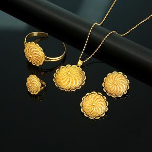 Earrings & Necklace African Ethiopian Trendy Gold Color Jewelry Habesha Eritrea Women Set