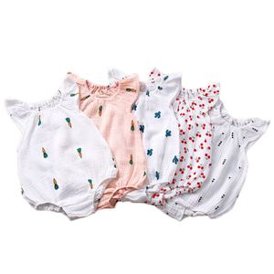 Baby Fly Sleeves Bodysuit Baby Girls Jumpsuit Summer Cotton Sleeveless Overall Casual Baby Boy Girls Clothes 210413
