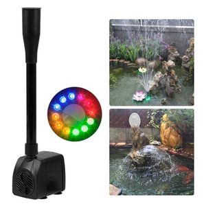 Ultra-tranquilidade USB Bomba de Água IP68 À Prova D 'Água Fonte Submersível para Aquário Pesque Pond com 12 LED Light 210713