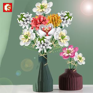 Sembo Ideas Flowers Bouquet Building Blocks Home Decor Daisies Rose Lavender Tulips Garden Assembly Diy Bricks Toys Birthday Christmas Lovers Gifts