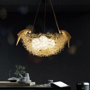 Kreatywny aluminiowy drut ptak gniazdo lampy wiszące ptak jajo nordycka sztuka dziecięca restauracja e27 Lampa LED wisząca
