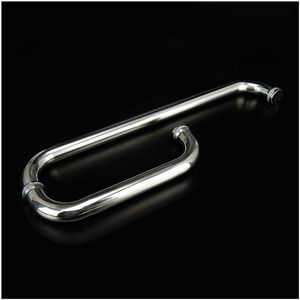 Stainless Steel Brushed Shower Door Handle Glass Pull Knob Handrail Bathroom Hardware Diameter 25mm Lenght 225*425mm Handles & Pulls