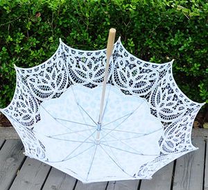 Fläktar Parasols 7 Färger Sun Lace Paraply Parasol Broderi Bride Vit Bröllop Ombrelle Dentelle Parapluie Mariage 2021