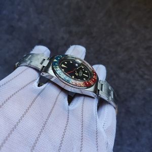 Relógio masculino de 39 mm Envelhecido feito à mão Vintage clássico 1ª geração GMT 1954 Ref.6542 Pulseira movimento automático relógio de pulso vermelho azul bisel 355863 1675 à prova d'água