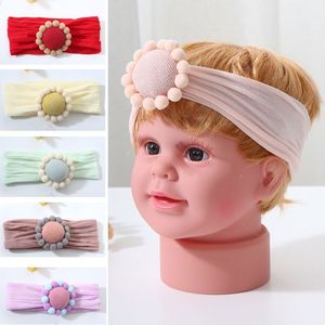 2021 Ny söt blomma nylon huvudband knutna bågar Turban huvud wraps, baby tjejer foto rekvisita barn nylon huvudbonader