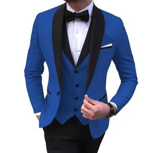 Suit Vest Pants 3 Pcs Set / 2021 Fashion New Men's Casual Boutique Business Wedding Suits Blazers Jacket Coat Trousers Waistcoat X0909