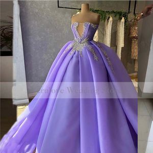 Veralove Lavendel Long Women's Prom Dress 2021 Strapless Formal Evening Gowns Robe de Soiree Femme