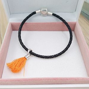 Biżuteria Dokonywanie Zestawy 925 Srebro Łańcuch Koralik Pandora Jewlery Pomarańczowa Tkanina Tassel Charms Kobiety Przyjaźń Bransoletka Dla Niestandardowych naszyjników dla mężczyzn DIY 797212Coe