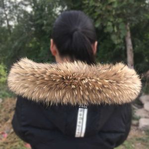 100% Natural Jacket Fur Collar Real Raccoon Fur Women Scarves Winter Coat Female Neck Cap Long Warm Genuine Fur Scarf H0923