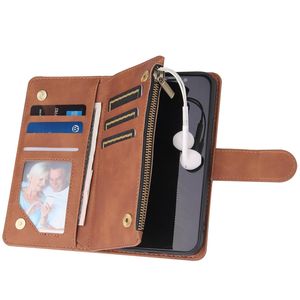 30 Stück DHL Reißverschluss PU-Leder-Handyhüllen für iPhone 11/12/13 Clamshell-Kartenhalter-Ledertasche