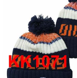 2021 Oilers Hockey Beanie North American Team Side Patch Winter Wool Sport Knit Hat Skull Caps A3