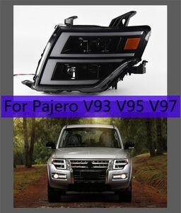 head lamp For Montero Pajero 2.8 DRL turn signal lights V93 V95 V97 LED Headlight High Beam Angel Eye Projector Lens