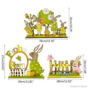Party Decoration Cute Wooden Family Happy Easter Decorations Valentine's Day Wedding Ornament DIY Craft D23 20 Drop