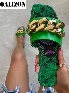 Slippers Shoes Female Women Summer 2021 Fashion Chains Flat Open Toe Sandal Lady Flip Flops Slides