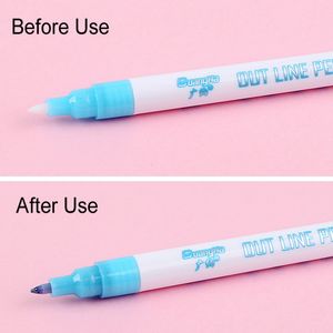 Clephan Wholesale 8 Pcs/set Double Lines Marker Notebook Write Drawing Pen Student Art Markers Pens Stationery Calligraphy Lettering Writing Tools