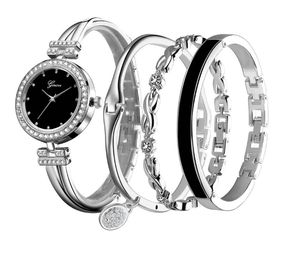 Gorąca sprzedaż luksusowych 4 sztuk zestawów zegarek damski Diamond Fashion Quartz zegarki Delikatne damskie zegarek bransoletki marka ginave