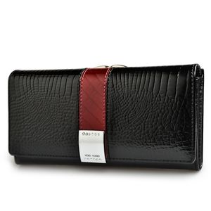 Genuine Leather Womens Wallets Patent Alligator Bag Female Design Clutch Long Multifunctional Coin Card Holder Purses