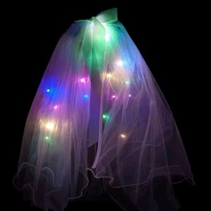 Online Celebrity's LED Luminous Flashing Colorful Veil Children Comb Warm Lamp Lantern Soft Yarn White Double Layer 65cm toy gift Factory