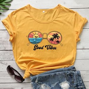 良い雰囲気の女性のTシャツレトロなビーチの草のグラフィックシャツのみシャツ面白い夏のスタイルファッションカジュアルなティー