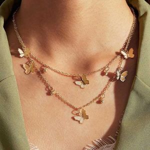 Wholesale gold outfits for women resale online - necklace cute butterfly aesthetic Neck pendants women Chains jewellery korean fashion gold color Gifts Women s clothing Accessories