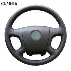 GKMHiR DIY Hand-stitched Black Artificial Leather Car Steering Wheel Cover for Skoda Octavia 2005-2009 Fabia 2005-2010