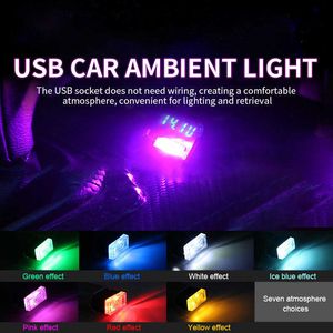 USB-kontakter LED-lampor Bil Ambient Lampa Inredning Atmosfärsljus För Biltillbehör Mini USB LED-lampa Rum Nattljus
