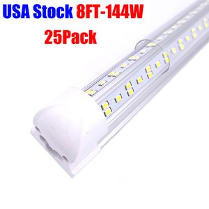 V-Shaped T8 Led Tube Lights 8 foot 144W 14400lm 2.4m Integrated Cooler Door Led Fluorescent Six Row lighting